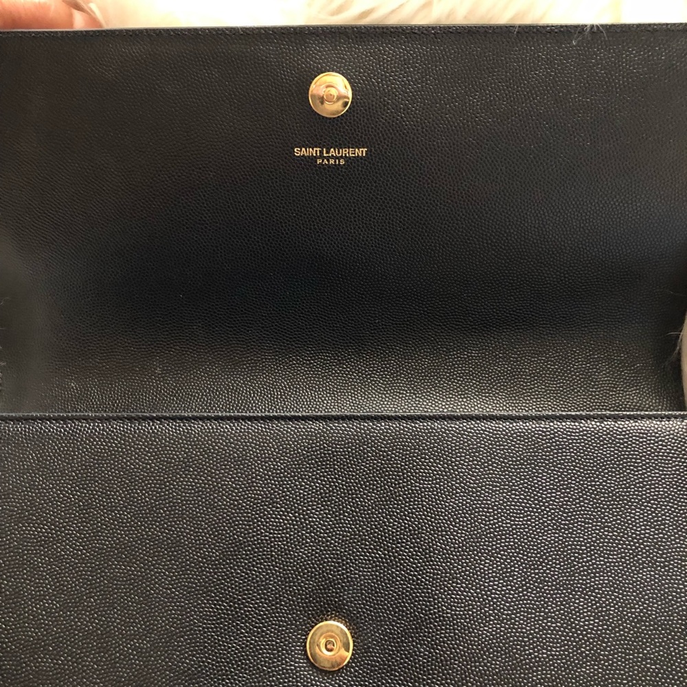 Saint Laurent Clutch Kate Ysl Gold-Tone Black